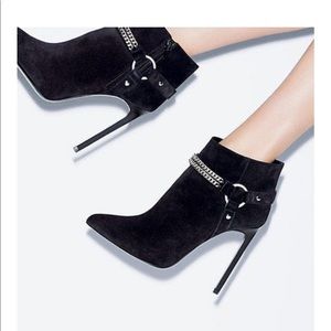Saint Laurent black chain booties